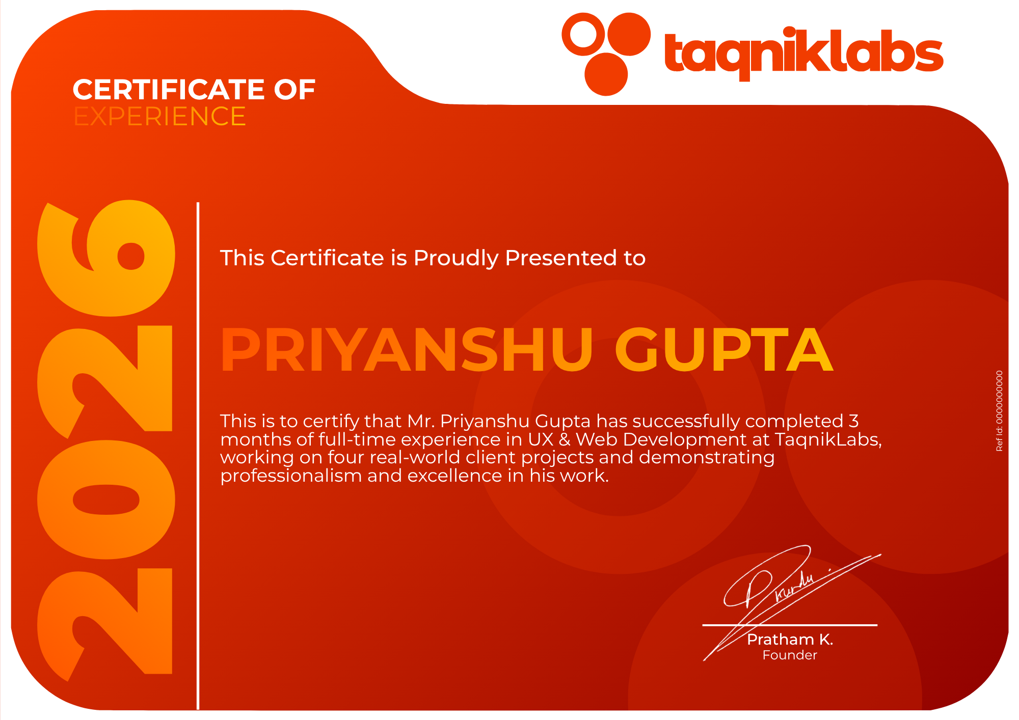 Official TaqnikLabs Certificate